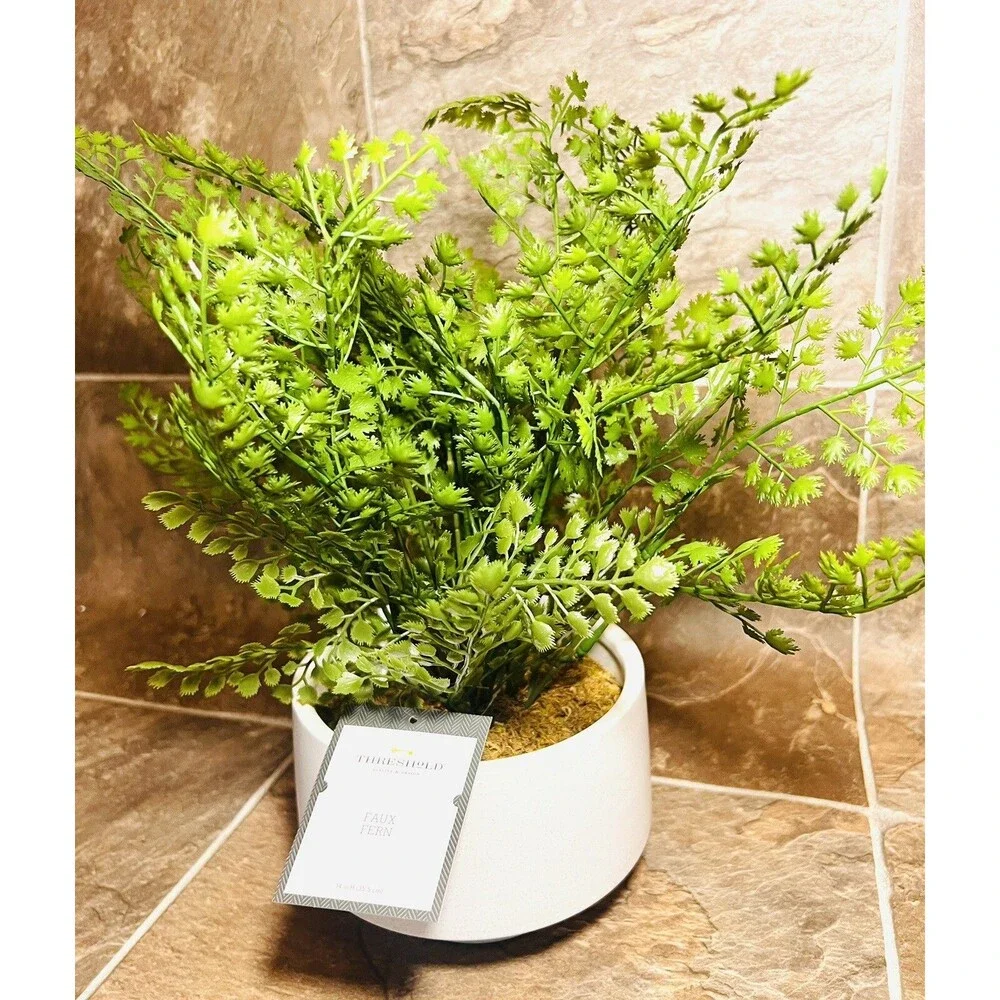 Threshold 14” Faux Fern Modern Ceramic Pot Artificial Arrangement - New